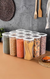 Hermia Set de 12 Cajas de Almacenaje Blancas sin BPA